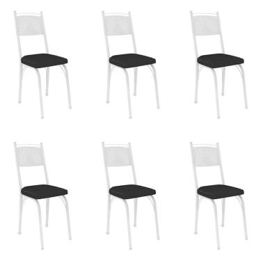 Imagem de Kit 6 Cadeiras De Cozinha Virginia Corino Preto Pés De Ferro Branco