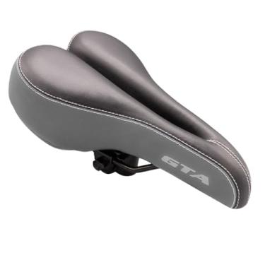 Imagem de Banco Bicicleta Selim Bike Costurado Vazado Confortável MTB (Preto/Cinza)