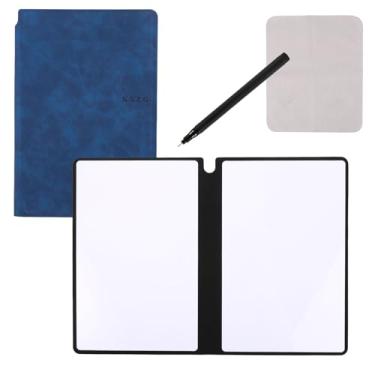 Imagem de Caderno portátil A5 apagável a seco, 24 x 16,5 cm, reutilizável apagável a seco, caderno apagável, quadro branco, para negócios, casa, escritório (azul escuro)