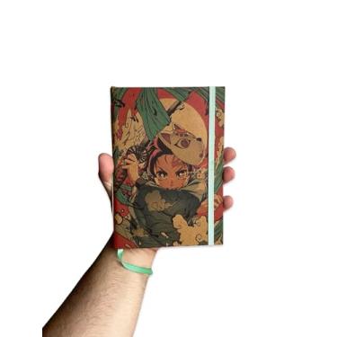 Imagem de Sketchbook Caderno Daemon Slayer Kimetsu no Yaiba Tanjirõ Kamada Nezuko com Elástico e Marca Página Aquarela (G (14x20cm), Marfim 200 Páginas)