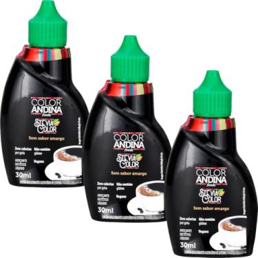 Imagem de Kit 3 Adoçante de Stévia Líquido 100% Natural Color Andina Food 30ml