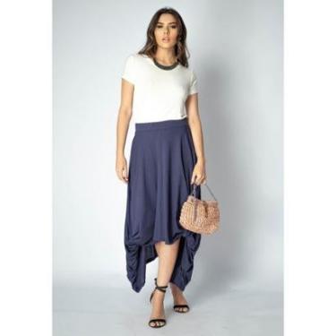 Imagem de Saia Longa Malha Nó Hippie Chic Azul Marinho - Único-Feminino