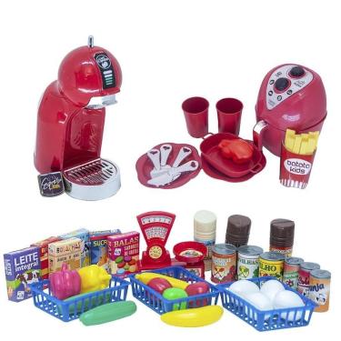 Imagem de Kit Chef Brinquedo Comidinhas Eletro Mercado Completo 47Pç