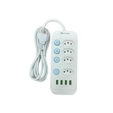 Imagem de Régua Extensão 4 Tomadas Elétricas Botões individuais Filtro De Linha 