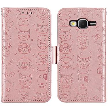 Imagem de FDCWTSH Capa carteira compatível com Samsung Galaxy Grand Prime J2 Prime com alça de pulso de couro com suporte para cartão, acessórios de celular, capa de celular para Glaxay 2 2J Plus, mulheres e