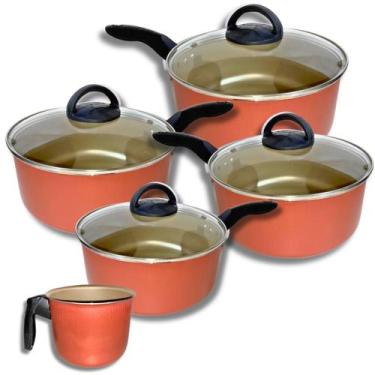 Imagem de Jogo De Panelas C/ Fervedor Marcolar 5 Peças Teflon Gal, Cereja
