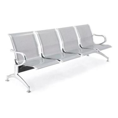 Imagem de Cadeira Longarina Aeroporto Cromada 4 Lugares - TM