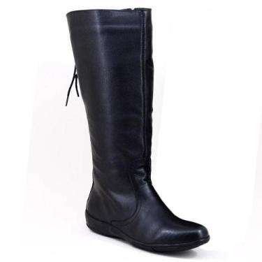 Imagem de Bota Montaria Cla-Clê Feminina Couro Cano Alto Confortável, 35, Preto