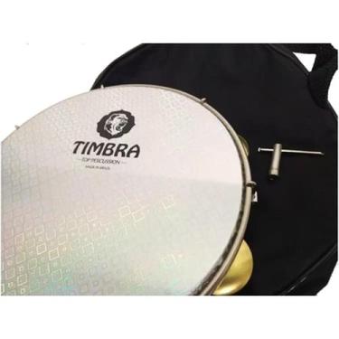 Imagem de Pandeiro timbra 10 profissional formica freijo c/aro dourado pele pris