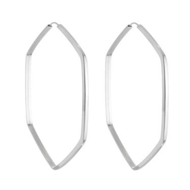 Imagem de Brinco Argola Grande Modelo Sextavado Em Prata 925 - Dazzie