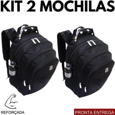 Imagem de Kit 2 Mochilas Mala Viagem Impermeável Escolar Reforçada Faculdade Pra
