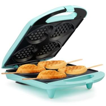 Imagem de Holstein Housewares - Máquina de waffle de coração antiaderente, menta - Faz 4 waffles em forma de coração em minutos