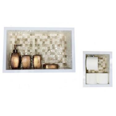 Imagem de Nicho Para Banheiro + Papeleira Porcelanato/cerâmica 50x30cm - PHZ, No