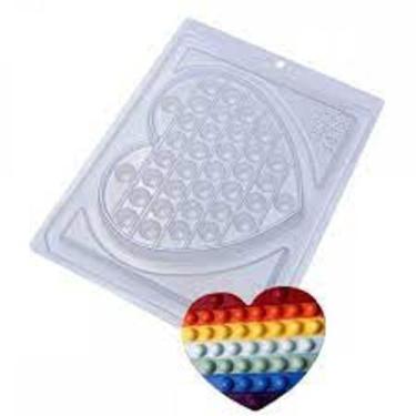 Imagem de Forma Pra Chocolate Acetato Pop It Coração Sem Silicone 1un - Bwb Form