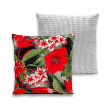 Imagem de Kit 2 Capas de Almofadas PIQUET Favinho Lisa e Estampada 40x40 C/ Zípe