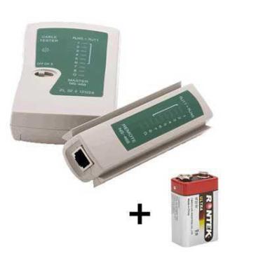 Imagem de Testador para Cabo de Rede Internet RJ45 + Bateria 9V - RPC