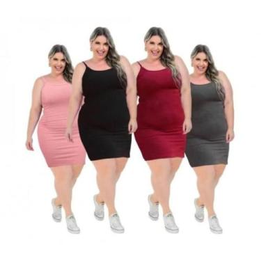 Imagem de vestido canelado alça plus sizo-tamanho unico - Sonha