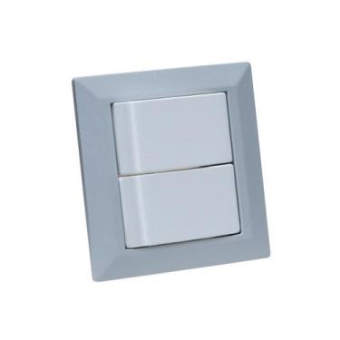 Imagem de Espelho Duplo Chanfrado 2 Interruptores - CONNECT CAIXA TOMADA, Cinza