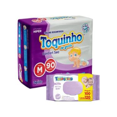 Imagem de Kit Fralda Toquinho Mega + Toalha Umedecida Tropolino c/ 120, M