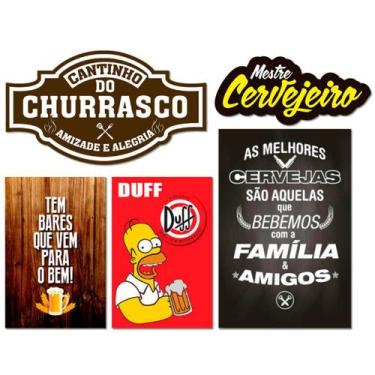 Imagem de Kit 5 Placas Decorativas Cantinho Churrasco Cerveja Simpsons - Art Pri