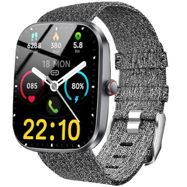 Imagem de Lamshaw Compatível com pulseira de relógio inteligente Kuizil, pulseira de substituição de tecido de nylon respirável de liberação rápida compatível com smartwatch Kuizil T70 de 1,9 polegadas (cinza)