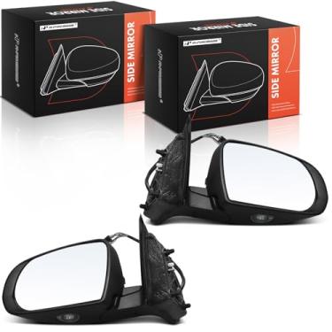 Imagem de A-Premium Par (2) espelhos retrovisores elétricos do lado do motorista e do passageiro - compatível com Jeep Cherokee - retrovisor externo preto dobrável manual aquecido com luz de poça de detecção de