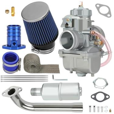 Imagem de CILOYU VM34 Kit de silenciador de cabeçote de exaustão de carburador de corrida para Predator 420cc GX390 GX340 GX270 301cc 11Hp 13Hp motor mini bicicleta vai kart cortador de grama bomba de água