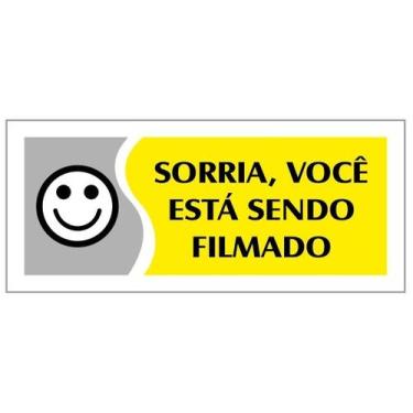 Imagem de Placa - sorria, voce esta sendo filmado - amarela / em ps 20  x 7cm em