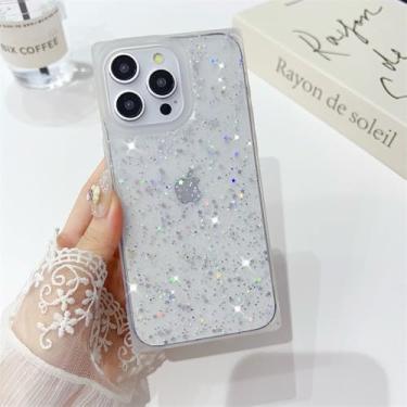 Imagem de Capa Glitter Bling Sequins para iPhone 12 13 14 15 Pro Max Plus Shine Star Transparente Capa para iPhone 11 15Pro Quadrado Soft Cover, Branco, Para iPhone 15 Pro