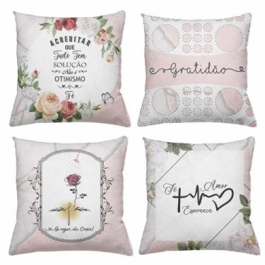 Imagem de Kit 4 Almofadas Decorativas Cheias 40x40cm Acreditar - Deluzz