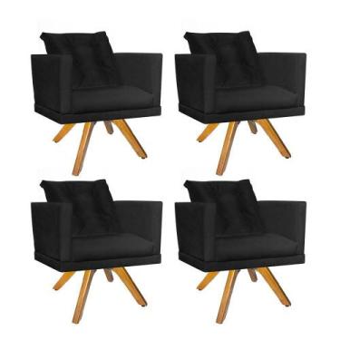 Imagem de Kit 04 Poltrona Milena Confort Base Giratória Caramelo Com Almofada Sa