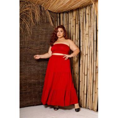 Imagem de Saia Longa Babado 3 Marias - luh may, Vermelho, GG