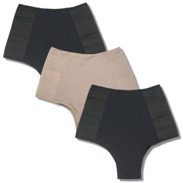 Imagem de Kit 3 Calcinha Cinta Modeladora Cintura Alta Segura Culote - VIÉRE, M,