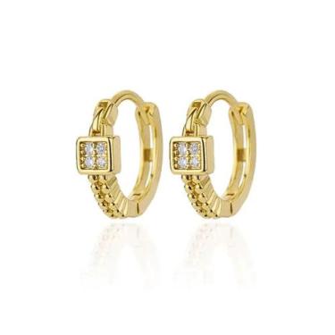 Imagem de Par de brincos argola cravejado - banhado a ouro 18k - ToJoia18k