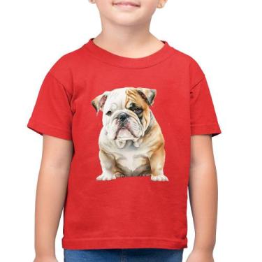 Imagem de Camiseta Algodão Infantil Bulldog-Inglês - Foca na Moda, Vermelho, 4