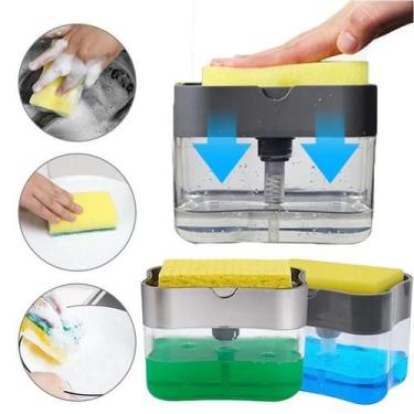 Imagem de Dispenser Sabão Detergente Suporte Porta Bucha Esponja 2x1  - REIS VAR