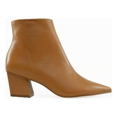 Imagem de Bota Feminina Marrom Couro Carrano Salto Baixo Bloco 5,7cm-Feminino