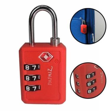 Imagem de Cadeado 30mm TSA Senha Numérica Viagem Mala Bolsa Vermelho - PAPAIZ