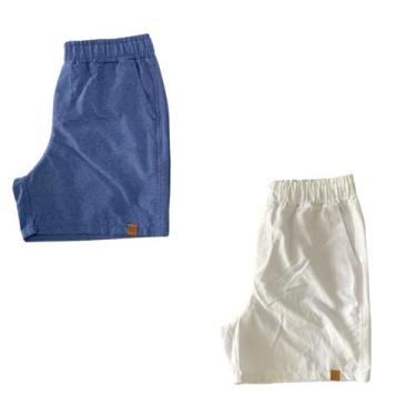 Imagem de Kit 2 Shorts Mauricinho Plus Size Fio Tinto Linho 3 Bolsos - C&C, Azul