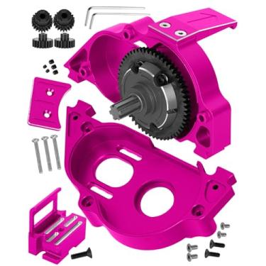Imagem de hopsupRC RC Aluminum Motor Mount Gear Cover- Steel 57T Spur Gear Slipper Clutch Differential Upgrades Part for 1/10 Kraton/Outcast 4x4 4S V2 BLX T3/T4,1/8 Mojave 4X4 4S BLX,Diff Gear Gearbox.Pink