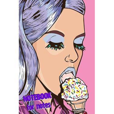 Imagem de Comics Art Notebook for notes: Drawing of a girl with ice cream on the cover. The Comics Art composition notebook wide ruled is perfect for kids, men, ... paperback notebook, a dream come true gift.