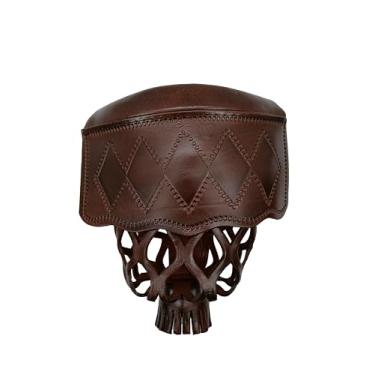 Imagem de Joy's Billiard Bolsos de mesa de bilhar, bolsos de mesa de sinuca, bolsos de bilhar, feitos de couro verdadeiro, escudo com padrão de diamante, cor nogueira, conjunto de 6