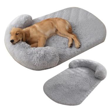 Imagem de Cama de cachorro para cães de médio e grande porte, cama de cachorro fofa de pele sintética, móveis de caixa de cachorro, cama de cachorro lavável à prova d'água, cama de espuma(Gray,XL)