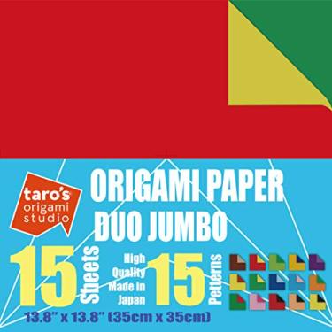 Imagem de Taro's Origami Studio [] Jumbo Duo (Cores Diferentes Em Cada Lado) Papel Kami Padrão Frente e Verso de 13,7" (35 Cm) com 15 Padrões de Mudança de Cor, 15 Folhas (Feito No Japão)