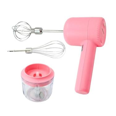 Imagem de Batedeira De Mão Sem Fio Elétrica Mini Mixer E Batedor Misturador De Bebidas Alimentos Claras Bolo Leite Massa Ovo Bebidas Eletrico Recarregável (Rosa)
