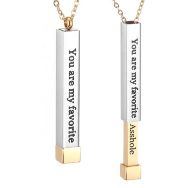 Imagem de SKQIR Be Kind of a Badass Colares femininos com mensagem oculta para melhores amigas irmãs, presentes inspiradores engraçados, colares com pingente de barra vertical, joias, presentes de mordaça para