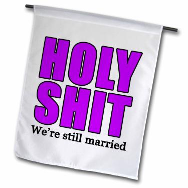 Imagem de 3dRose fl_218618_1" Bandeira de jardim roxa Holy Shit were Still Married, 30,5 x 45,7 cm