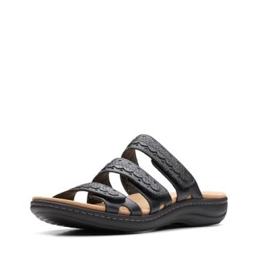 Imagem de Clarks Laurieann Cove Sandália rasteira masculina, Couro preto, 11 Narrow