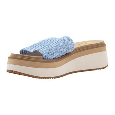 Imagem de VOLATILE Sandália rasteira feminina Portobello, Ráfia azul, 40