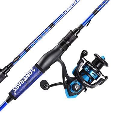 Imagem de One Bass Combo de Vara de Pesca E Carretel, Im7 Graphite 2 Peças Blank Baitcasting Combo, Vara Giratória com Cabo de Superpolímero - Combo Giratório de 6' com Carretel 1000 - Azul